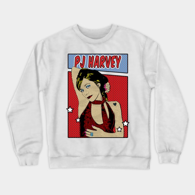 PJ Harvey Pop Art Comic Style Crewneck Sweatshirt by Flasher